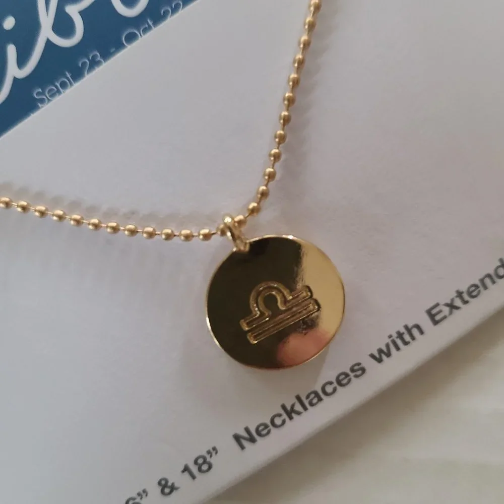 Libra Zodiac Pendant and crystal pendant Necklace 2 piece NEW style gift